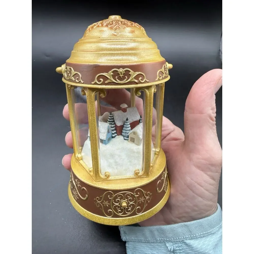 HALLMARK Santa's Magic Lantern Snowy Houses Magic Light Sound Ornament Lo16